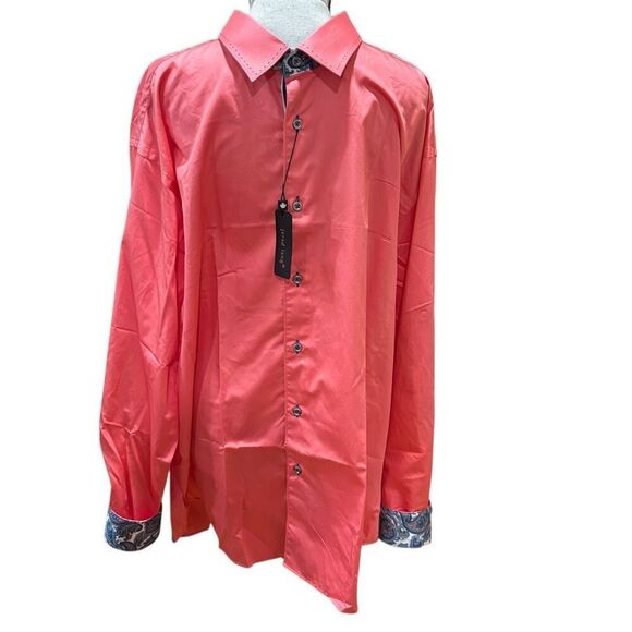 Jared Lang Deep Pink ButtonUp Slim Fit Paisley Contrast Roll Tab Slv 3X NWT $155 - Picture 7 of 16